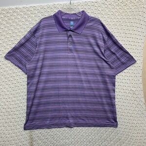PGA Tour Golf Polo Shirt Men's 2XL Lavender Stripes Short Sleeves Polo‎